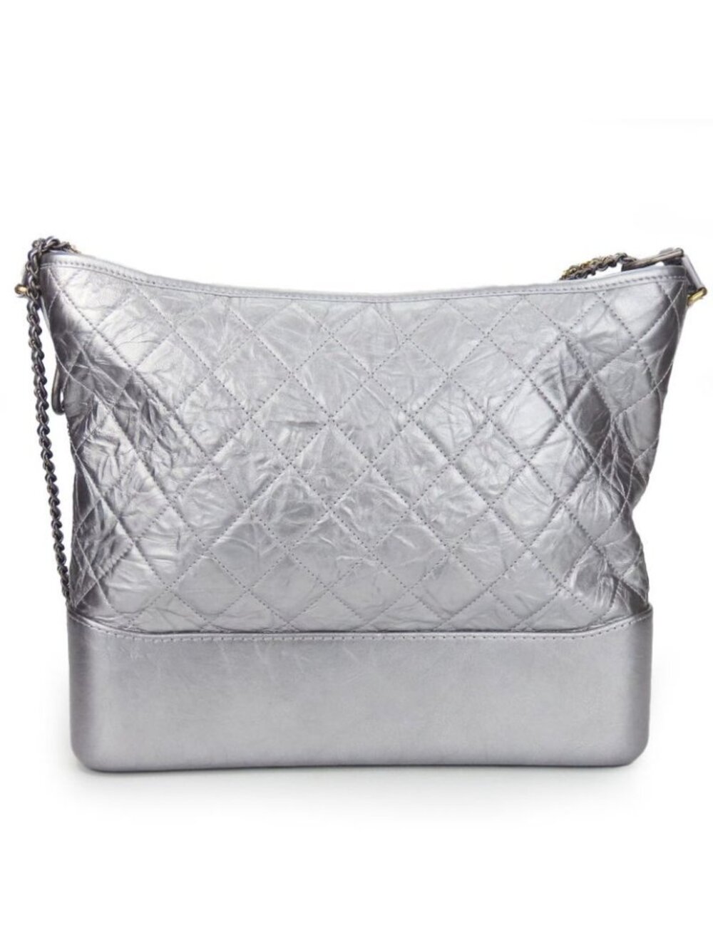Chanel Shoulder Bag Gabrielle Chain Large Hobo Leather Silver Metallic - Picture 3 of 9